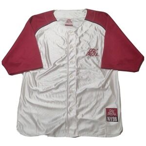 VTG OLD SKOOL NY96 Youth Large 14/16 Red White Baseball Jersey